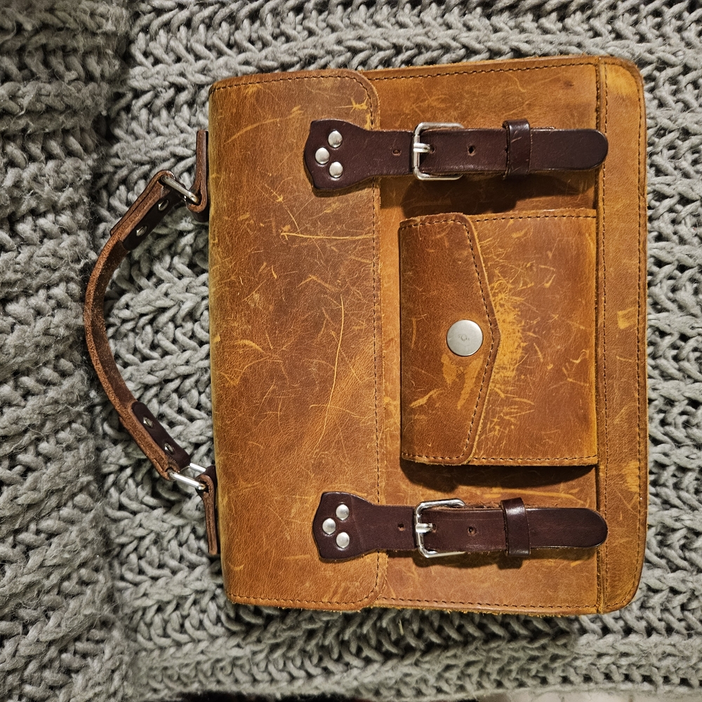 Brown and Tan Leather Purse